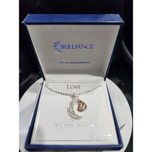 Brilliance Swarovski Crystal Moon & Heart Necklace – “Love You to the Moon and B